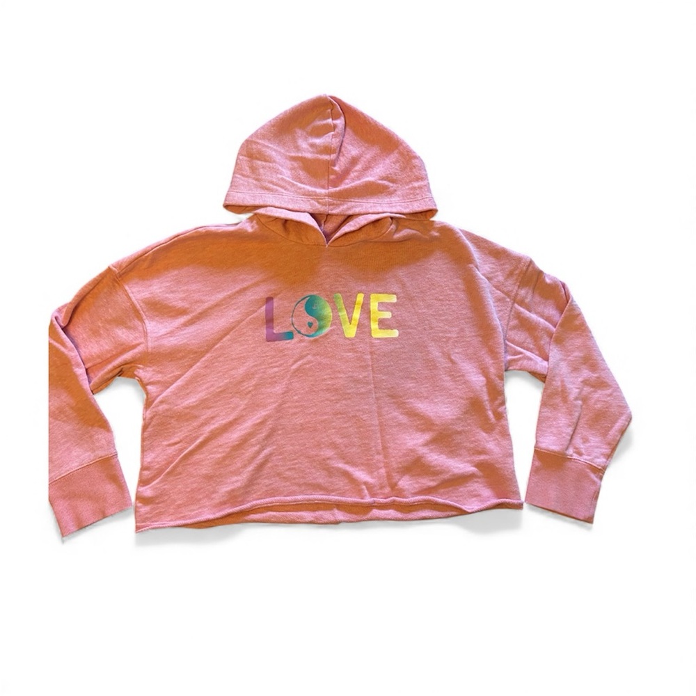 Pink Croppef Love Sweater with Peace Sign Size 10